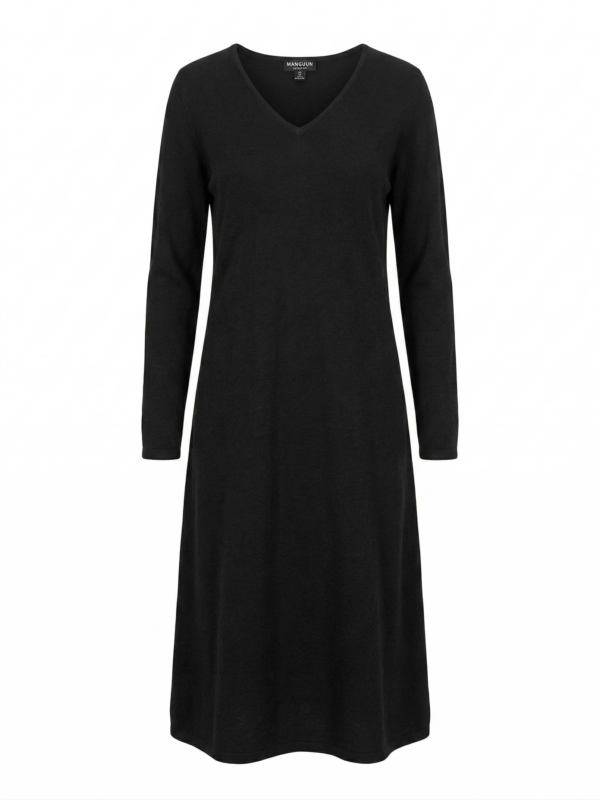 Chaleco Largo Negro Manga Larga Cuello V Negro - Talla M - MANGUUN