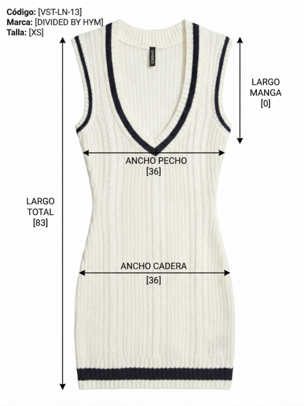 Chaleco Tejido H&M Divided - Estilo Preppy Aesthetic - Talla S